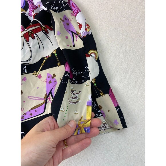 Susan Graver Women's 1X Top Fashion Girl Print Button Up Artsy Art To Wear Bold - Picture 8 of 9